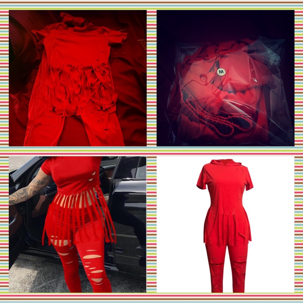 Red two piece outfit